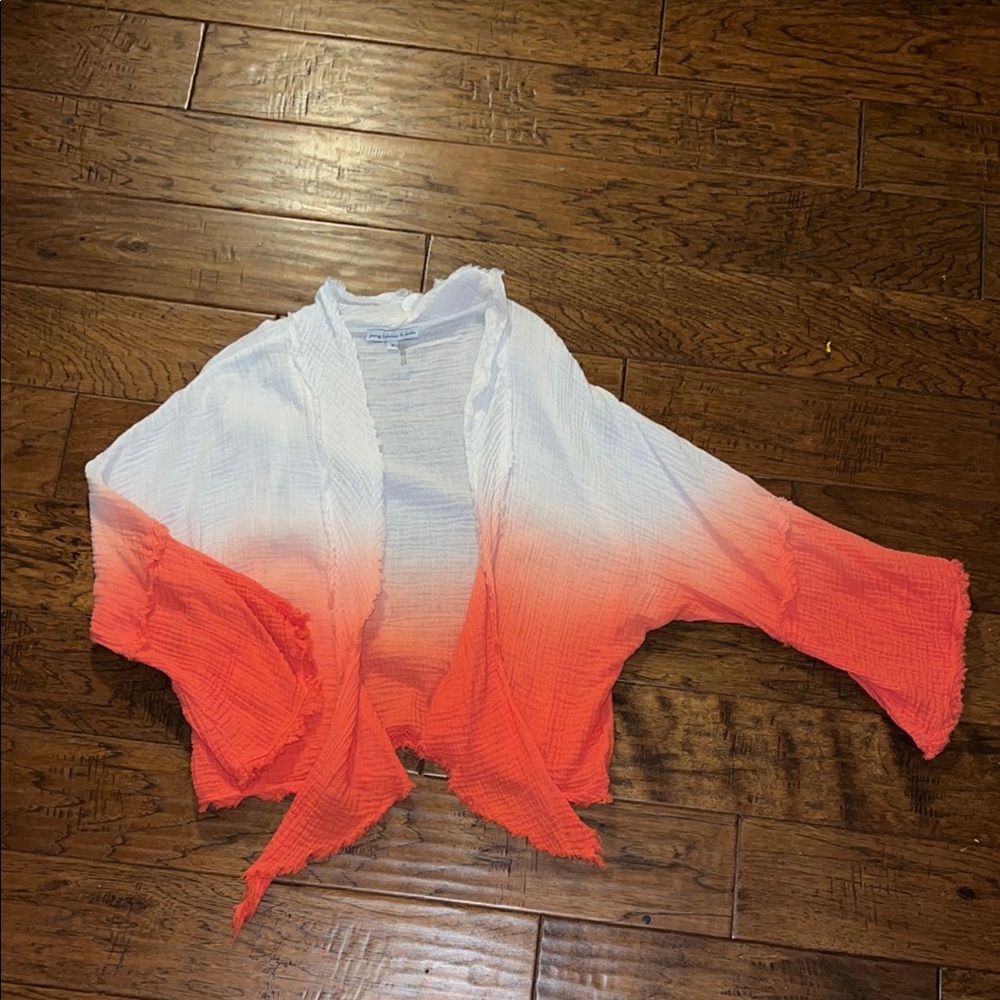 Young Fabulous & Broke White and Orange Ombre Poncho